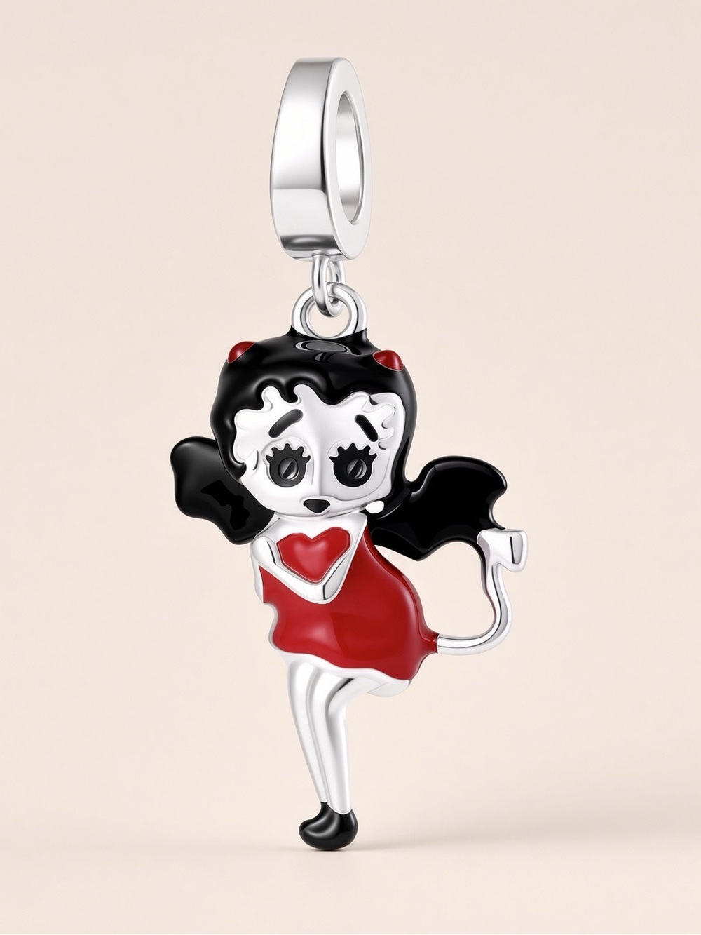 Betty Devil Enamel Charm Pendant in Red and Black